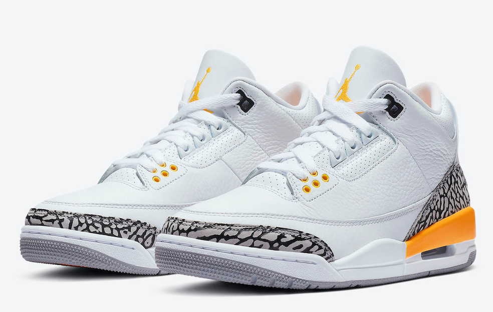 Women's Running weapon Air Jordan 3 White Yellow shoes 0011